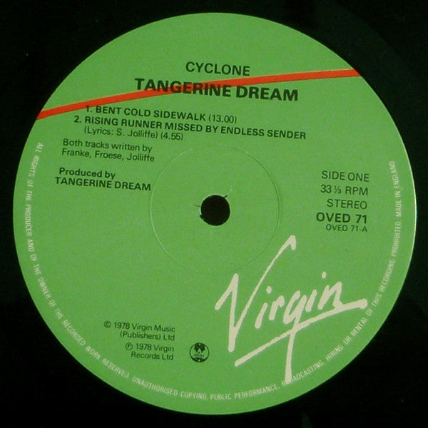 Tangerine Dream : Cyclone (LP, Album, RE, Gat)