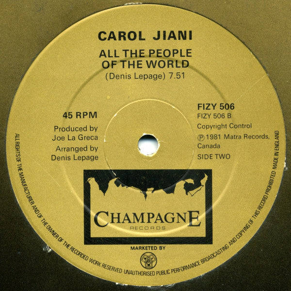 Carol Jiani : Hit 'N' Run Lover (12")