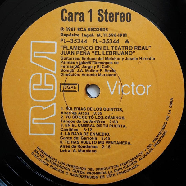 Juan Peña "El Lebrijano"* : Flamenco En El Teatro Real (LP, Album)