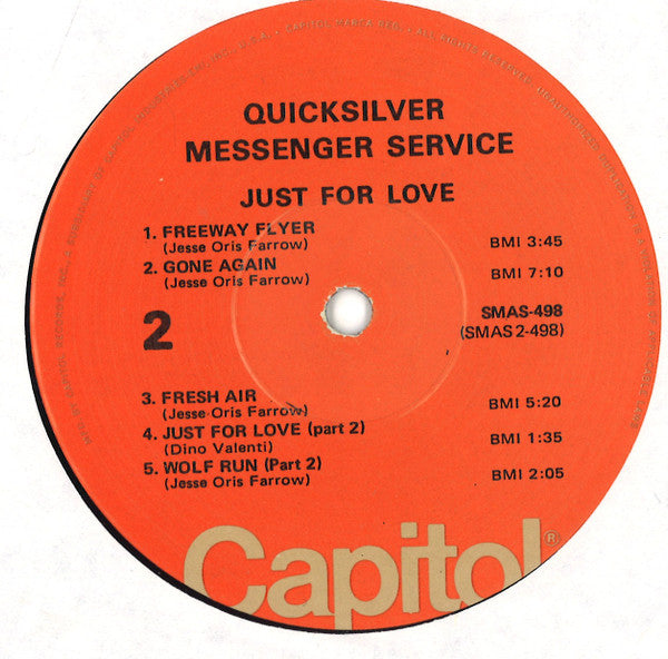 Quicksilver Messenger Service : Just For Love (LP, Album, RE, Win)