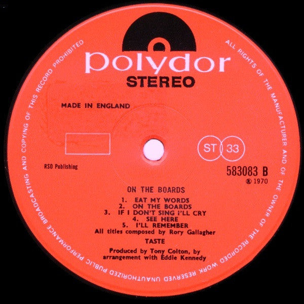 Taste (2) : On The Boards (LP, Album)