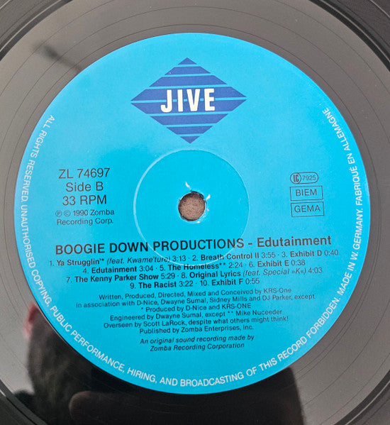 Boogie Down Productions : Edutainment (LP, Album, Ltd, RE)