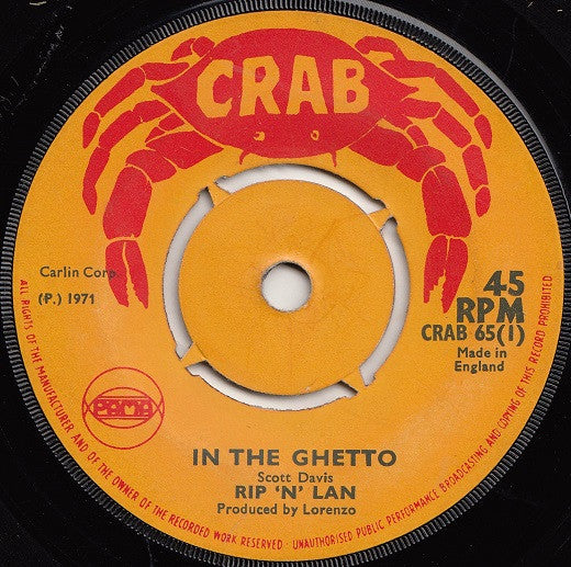 Rip 'N' Lan : In The Ghetto / Something Sweet (7", 4-P)