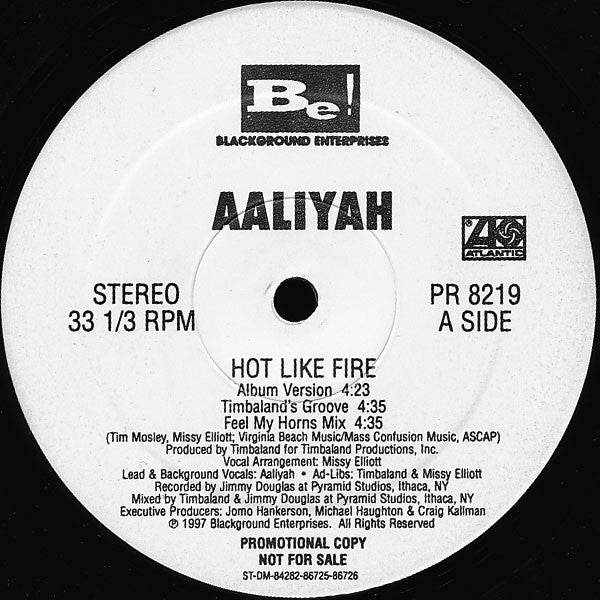 Aaliyah : Hot Like Fire (12", Promo)