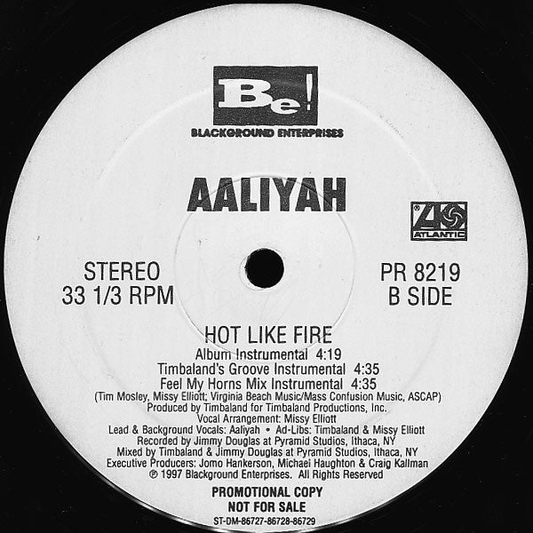 Aaliyah : Hot Like Fire (12", Promo)