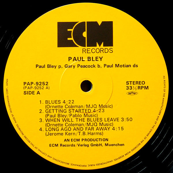Paul Bley With Gary Peacock : Paul Bley With Gary Peacock (LP, Album)
