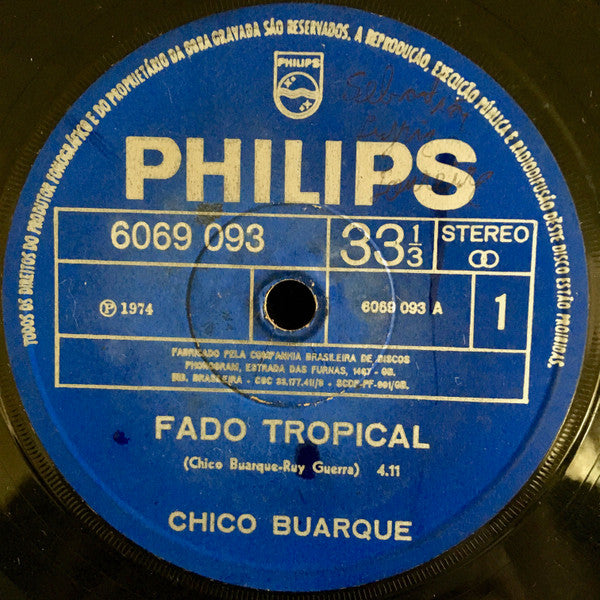 Chico Buarque : Fado Tropical  (7", Single)