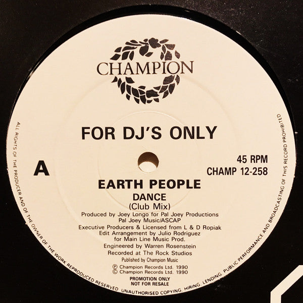 Earth People : Dance (12", Promo)