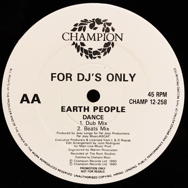 Earth People : Dance (12", Promo)