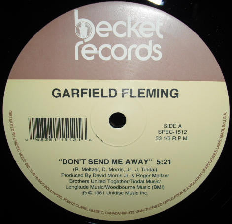 Garfield Fleming / David Morris (3) : Don't Send Me Away / Saturday Night (12", RE)