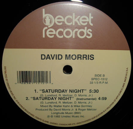 Garfield Fleming / David Morris (3) : Don't Send Me Away / Saturday Night (12", RE)