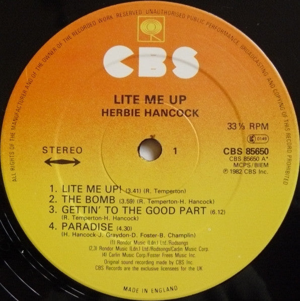 Herbie Hancock : Lite Me Up (LP, Album)