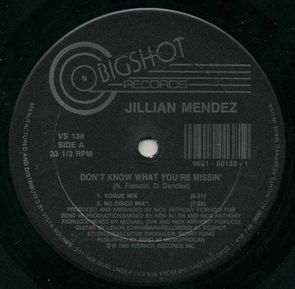 Jillian Mendez : Don't Know What You're Missin' (12", Bla)