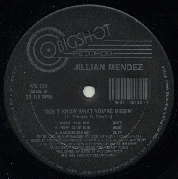 Jillian Mendez : Don't Know What You're Missin' (12", Bla)