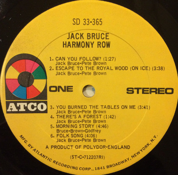 Jack Bruce : Harmony Row (LP, Album, RI )