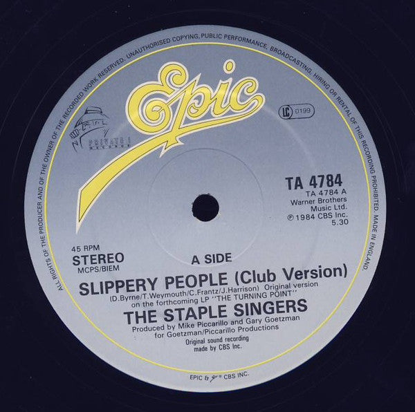 The Staple Singers : Slippery People (12", Single, Com)