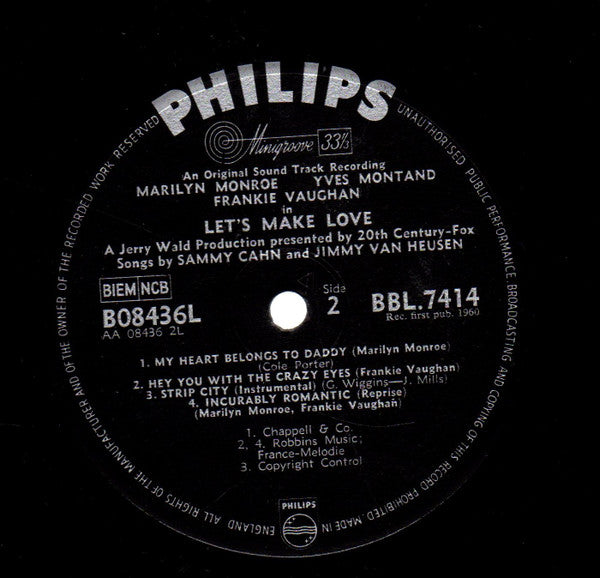 Marilyn Monroe / Yves Montand / Frankie Vaughan : Let's Make Love (LP, Mono)