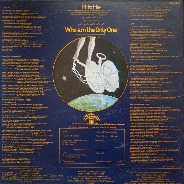 Van Der Graaf Generator : H To He Who Am The Only One (LP, Album, Gat)