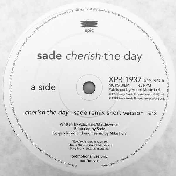 Sade : Cherish The Day (2x12", Promo)