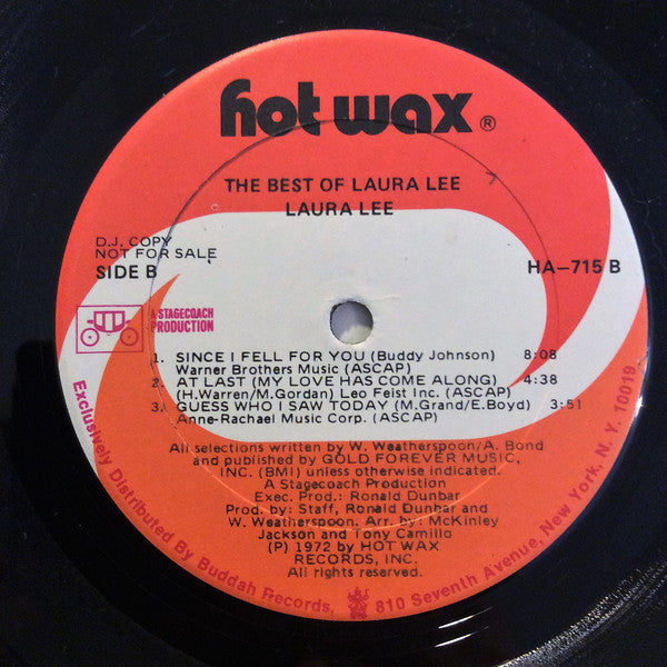 Laura Lee : The Best Of Laura Lee (LP, Comp, Promo)