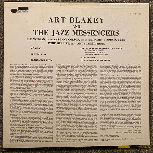 Art Blakey And The Jazz Messengers* : Moanin' (LP, Album, RE, Lib)