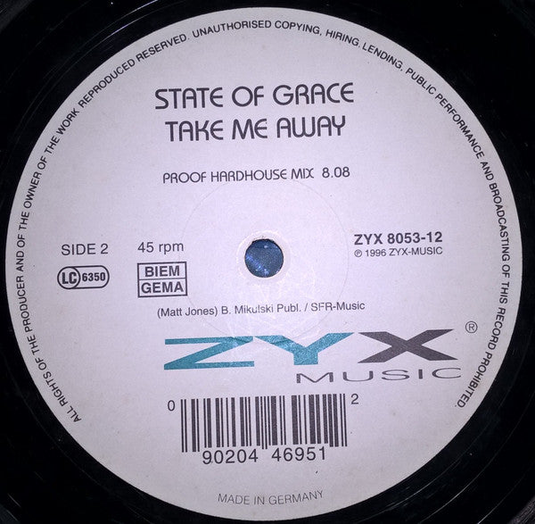 State Of Grace* : Take Me Away (12", Single)