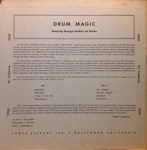 George Jenkins And His All Stars : Drum Magic (LP, Album, Mono, Red)