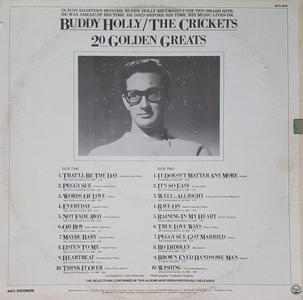 Buddy Holly / The Crickets (2) : 20 Golden Greats (LP, Comp, Glo)