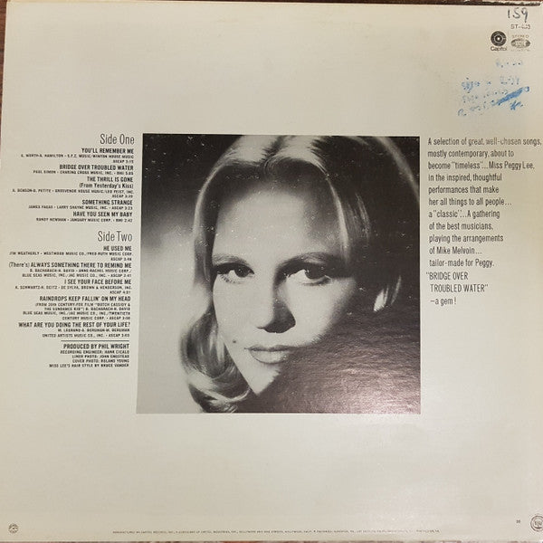 Peggy Lee : Bridge Over Troubled Water (LP, Album, Los)