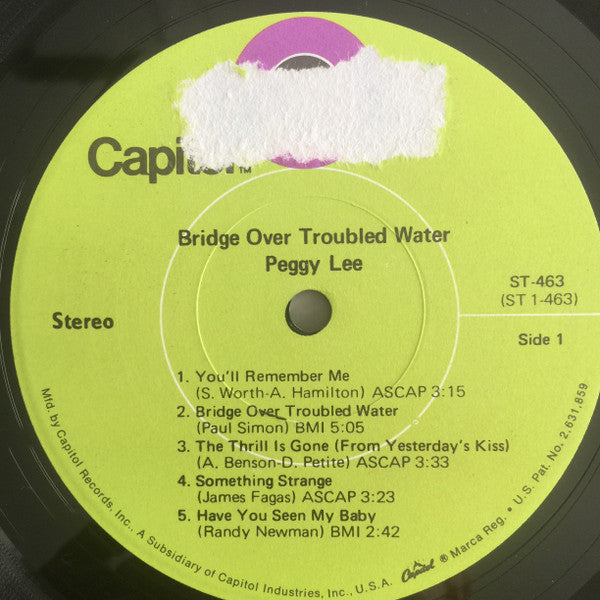 Peggy Lee : Bridge Over Troubled Water (LP, Album, Los)
