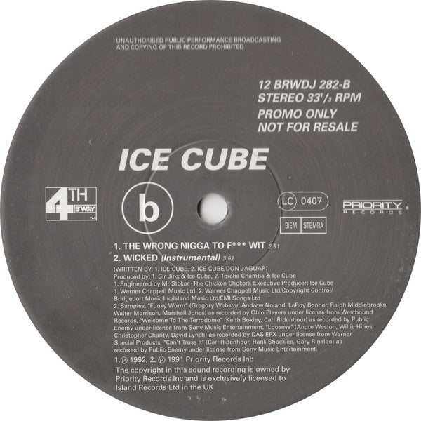 Ice Cube : Wicked (12", Promo)