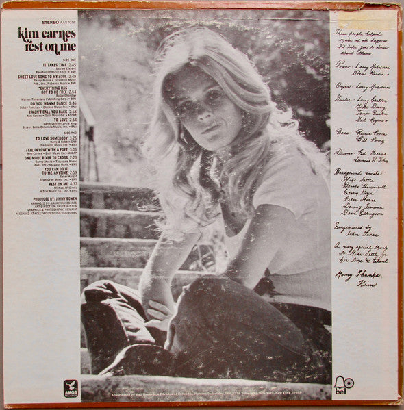 Kim Carnes : Rest On Me (LP, Album, Promo)