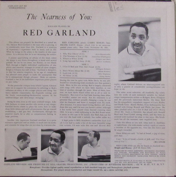 Red Garland : The Nearness Of You (LP, Album)