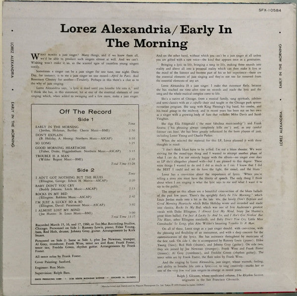 Lorez Alexandria With The Ramsey Lewis Trio : Early In The Morning (LP, Album, RE)