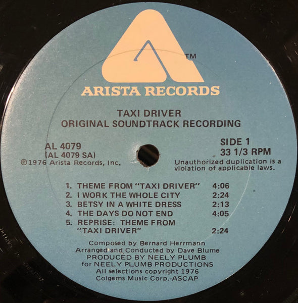 Bernard Herrmann : Taxi Driver - Original Soundtrack Recording (LP, Album, Kee)
