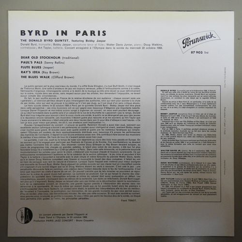 The Donald Byrd Quintet* : Byrd In Paris (LP, Album, Mono)