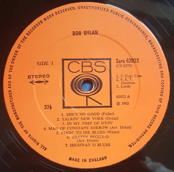 Bob Dylan : Bob Dylan (LP, Album, RE)