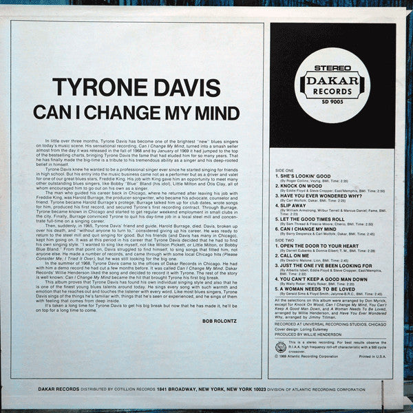 Tyrone Davis : Can I Change My Mind (LP, Album, MO )
