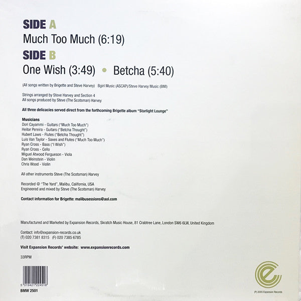 Brigette McWilliams : Three New Songs (12", EP)