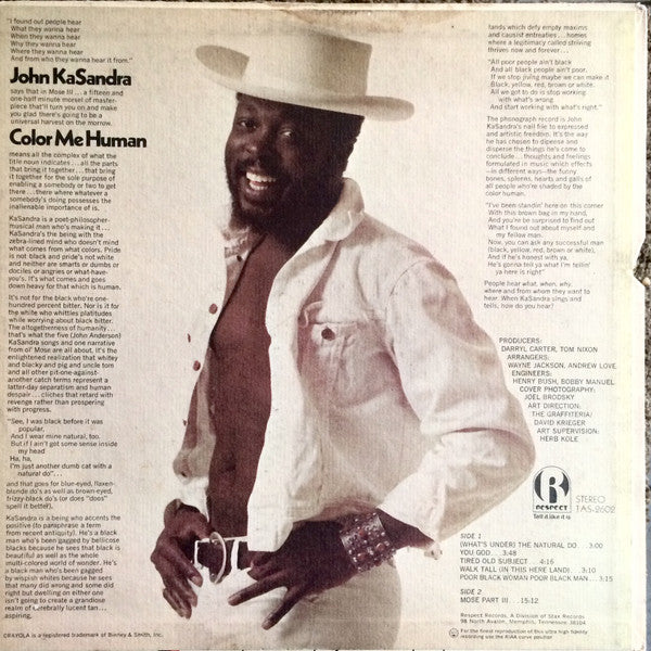 John KaSandra : Color Me Human (LP, Album, Promo, Pit)