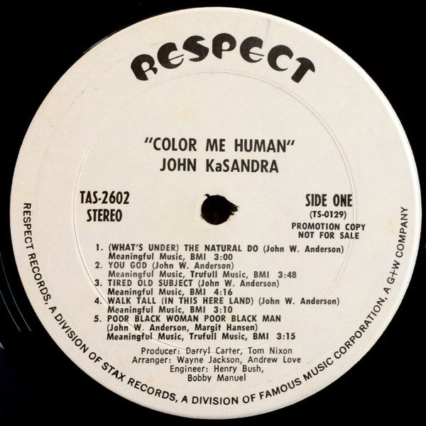John KaSandra : Color Me Human (LP, Album, Promo, Pit)