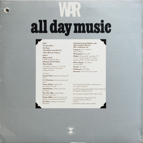 War : All Day Music (LP, Album, All)