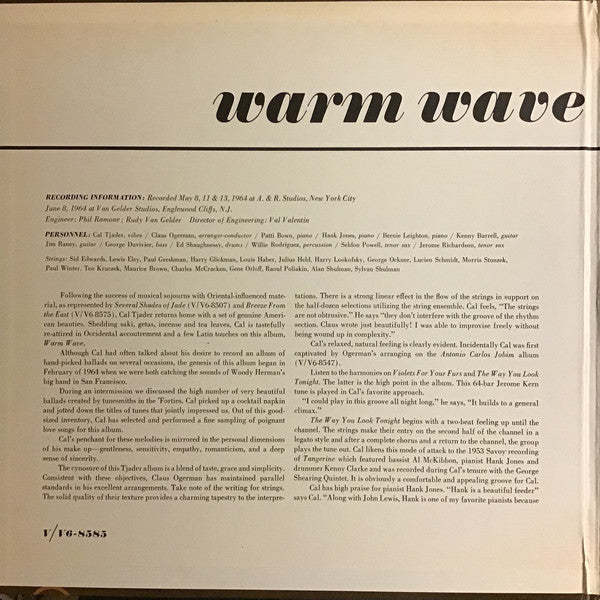 Cal Tjader : Warm Wave (LP, Album, Gat)