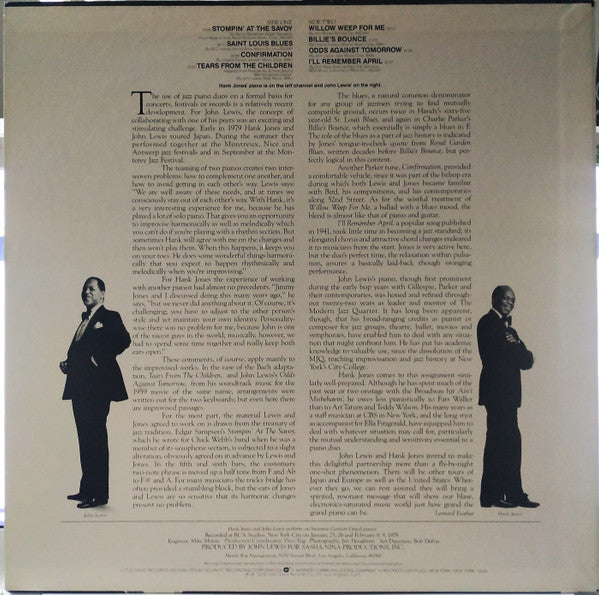 John Lewis (2) & Hank Jones : An Evening With Two Grand Pianos (LP, Album, OBI)
