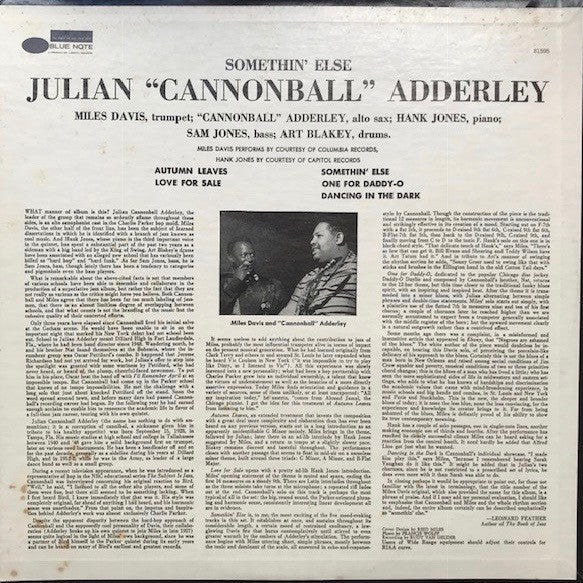 Cannonball Adderley : Somethin' Else (LP, Album, RE, Lib)