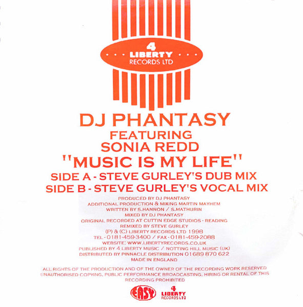 DJ Phantasy Featuring Sonia Redd : Music Is My Life (Steve Gurley Remixes) (12")