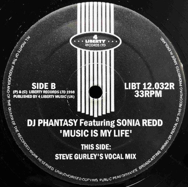 DJ Phantasy Featuring Sonia Redd : Music Is My Life (Steve Gurley Remixes) (12")