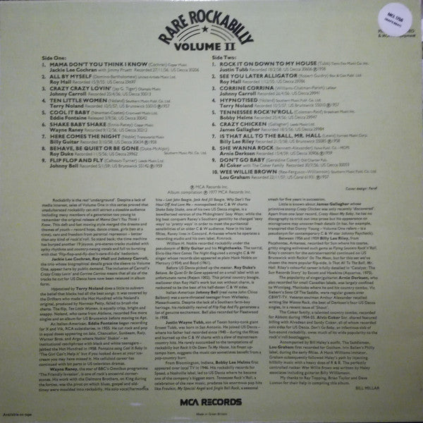 Various : Rare Rockabilly Volume II (LP, Comp, Mono, RE)