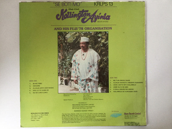 Alhaji Chief Kollington Ayinla & His Fuji '78 Organization : "Se Boti Mo" (LP)