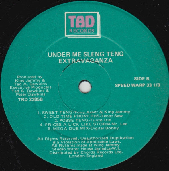 Various : Under Me Sleng Teng Extravaganza (LP, Comp)